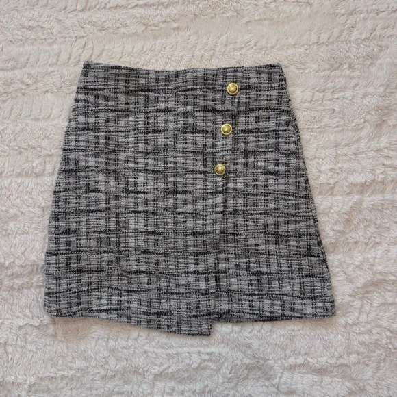 Maurice’s small Tweed pattern Gold Buttons and stretchy elastic waistband skirt - Picture 1 of 5